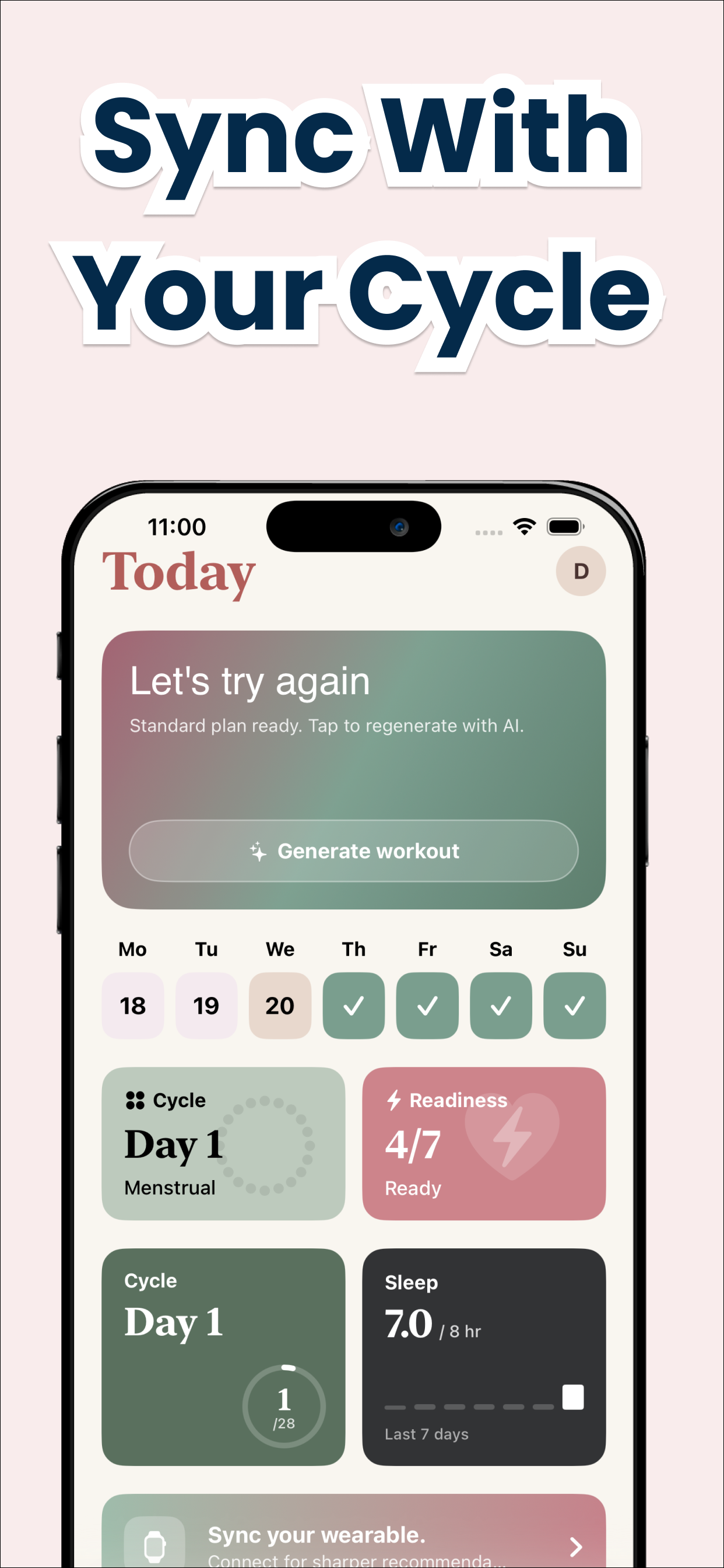 Sync With Your Cycle — Today tab